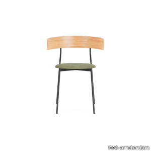 Friday dining chair with arms - black frame - natural back - Cube Light green - 55