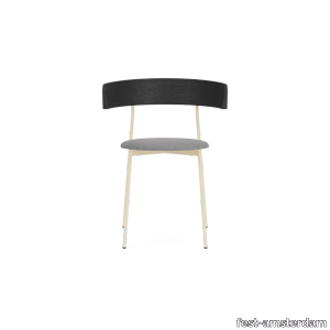 Friday dining chair with arms - sand frame - black back - Sydney Light Grey - 91