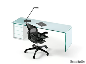 RIALTO L - Glass office desk with drawers _ Fiam Italia