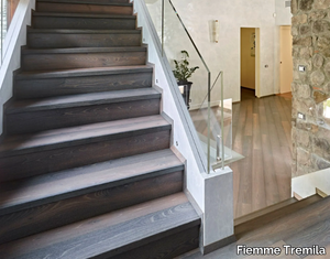 STAIR WITH SQUARED NOSING - Three-crossed-layers wooden covering _ Fiemme Tremila