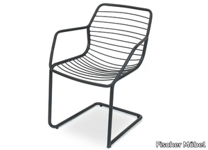 CLARIS - Stackable cantilever steel chair with armrests _ Fischer Möbel