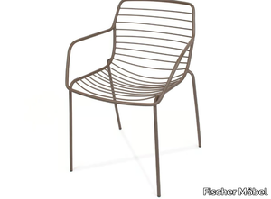 CLARIS - Stackable stainless steel chair with armrests _ Fischer Möbel