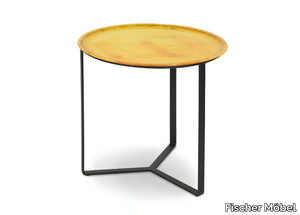 TRIOS - Round Glass and Stainless Steel garden side table _ Fischer Möbel