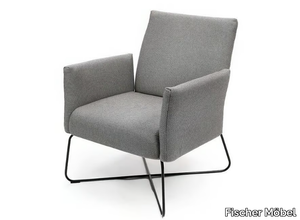 KALOS - Sled base fabric armchair with armrests _ Fischer Möbel