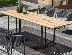 SUITE - Teak and metal garden table _ Fischer Möbel