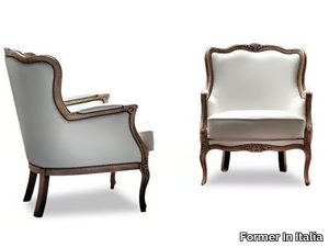 ASTON - Upholstered leather armchair with armrests _ Former In Italia