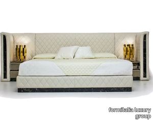 ROYAL - Leather double bed with upholstered headboard _ formitalia luxury group