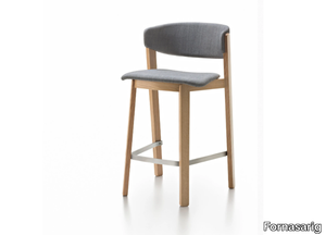 WOLFGANG - Oak stool with integrated cushion with back _ Fornasarig