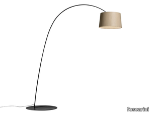 TWIGGY WOOD - LED arc lamp with metal base and oak lampshade _ Foscarini