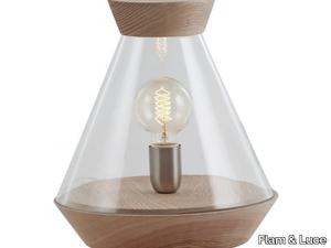 HALO - Wood and glass table lamp _ Flam & Luce