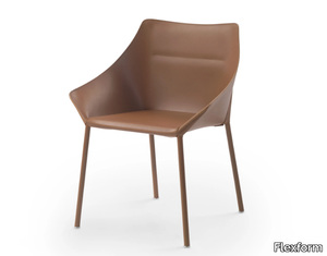 HAIKU - Tanned leather small armchair with armrests _ Flexform