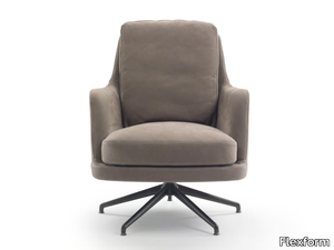 MARLEY - Swivel fabric armchair with armrests _ Flexform