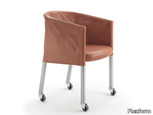 MIXER - Leather chair with castors with removable cover _ Flexform