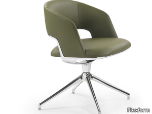 ALMA - Swivel 4 spokes-based leather small armchair _ Flexform