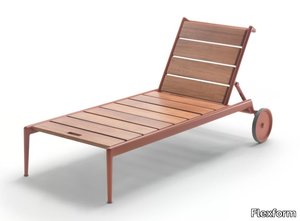 ATLANTE WOOD - Recliner iroko sun lounger with castors _ Flexform