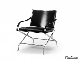 CARLOTTA - Folding leather chair with armrests _ Flexform