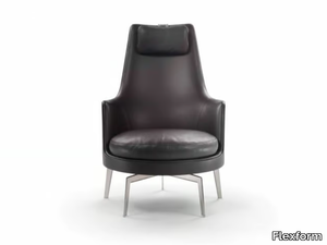 GUSCIOALTO - GUSCIOALTO SOFT - Bergere leather armchair with armrests _ Flexform