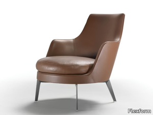 GUSCIO - GUSCIO SOFT - Leather armchair with armrests _ Flexform