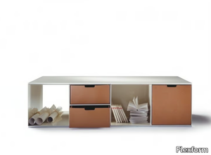 INFINITY - Rectangular low tanned leather coffee table with integrated magazine rack _ Flexform