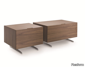 PIUMA - Rectangular walnut bedside table with drawers _ Flexform