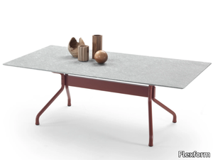 ACADEMY - Stainless steel garden table with stone top _ Flexform