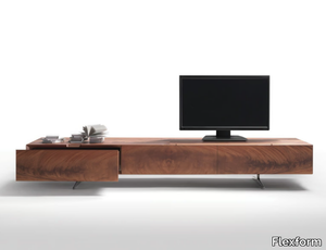 PIUMA - Low mahogany TV cabinet with drawers _ Flexform