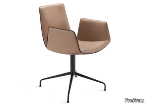 AMELIE ARMCHAIR - Leather chair with 4-spoke base with armrests _ Freifrau