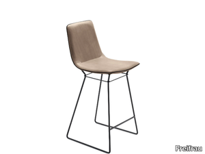 AMELIE KITCHEN STOOL HIGH - Sled base leather stool with footrest _ Freifrau