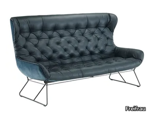 LEYA WINGBACK COUCH - Tufted 3 seater leather sofa _ Freifrau