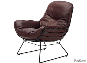 LEYASOL - Sled base leather easy chair with armrests _ Freifrau