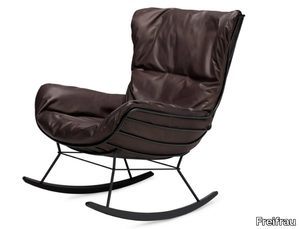 LEYASOL - Rocking leather armchair with armrests _ Freifrau