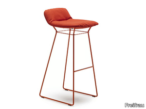 LEYA BARSTOOL LOW - High upholstered sled base stool _ Freifrau