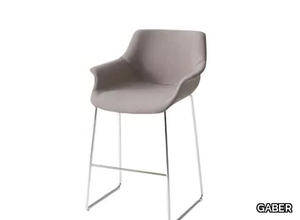 MORE IST 66 - Sled base upholstered stool with armrests _ GABER