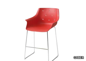 MORE ST 66 - Sled base high stool with armrests _ GABER