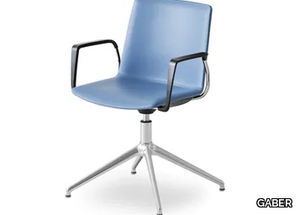 JUBEL IL BR - Trestle-based upholstered office chair with armrests _ GABER