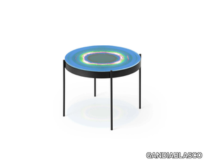 IRIS - Round tempered glass garden side table _ GANDIABLASCO