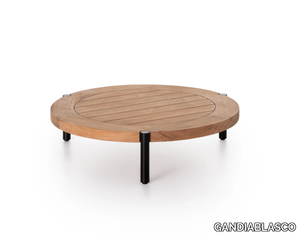 LADEMADERA - Round low teak garden side table _ GANDIABLASCO