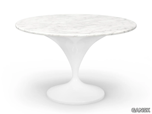 CHARM - Round fiberglass table with marble top _ GANSK