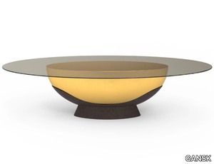 IMPERA - Oval table with fiberglass base and tempered glass top _ GANSK