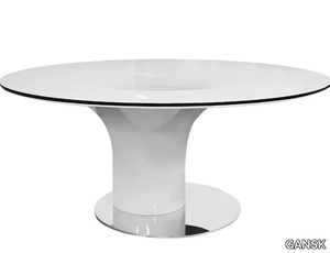 JAZZ - Round dining table with glass top _ GANSK