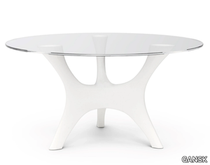 KOSMOS - Fiberglass garden table with tempered glass top _ GANSK