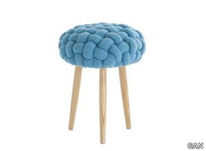 BLUE KNITTED STOOL - Upholstered wool stool _ GAN