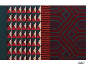 NDEBELE RED - Rectangular wool rug with geometric shapes _ GAN