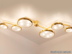 GEOMETRIA SOSPESA - Brass and Murano glass ceiling lamp _ GASPARE ASARO