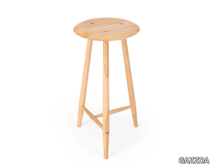 BLANC - Oak counter stool with footrest _ GAZZDA