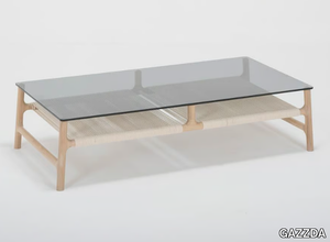 FAWN - Low rectangular wood and glass coffee table _ GAZZDA