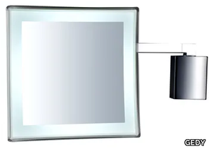 A602 - Square wall-mounted shaving mirror with integrated lighting _ GEDY