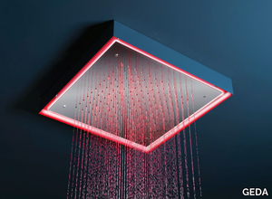 PIA29G - Square ceiling mounted steel overhead shower with chromotherapy _ GEDA