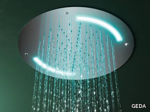 PIA19G - Round ceiling mounted steel overhead shower with chromotherapy _ GEDA