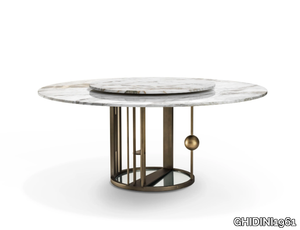 MERLINO - Round marble table with brass structure _ GHIDINI1961